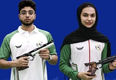 تیراندازی قهرمانی آسیا| مدال نقره برای تیم تپانچه ۱۰ متر میکس نوجوانان