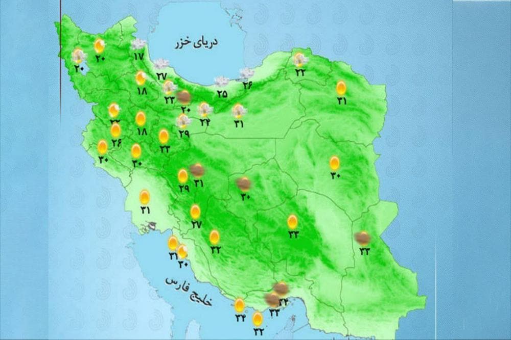وضعیت آب و هوا امروز پنجشنبه 30 مرداد 1404 + وضعیت استان‌ها