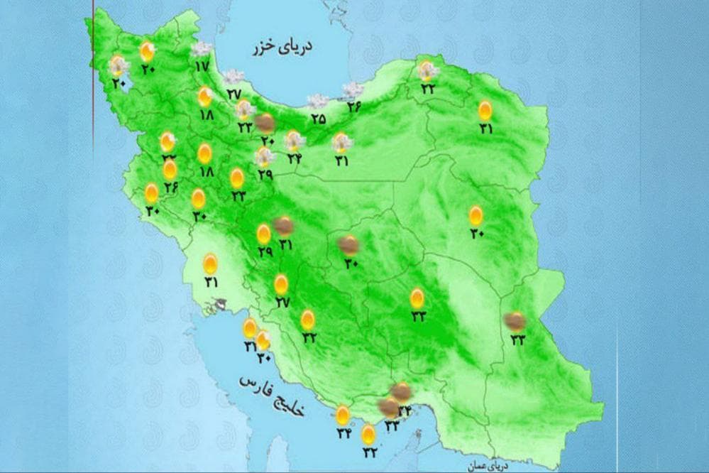 وضعیت آب و هوا امروز پنج‌شنبه 6 شهریور 1404 + وضعیت استان‌ها