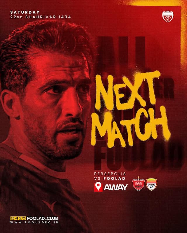 پوستر باشگاه فولاد خوزستان برای بازی با پرسپولیس