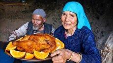 آشپزی روستایی در افغانستان؛ پخت خوراک مرغ و پرتقال در غار (فیلم)