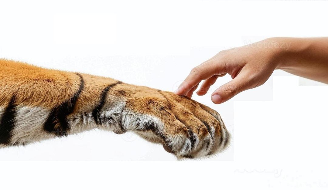 مقایسه اندازه دست انسان و پنجه ببر/ قدرت پنجه ای که یک گاو بالغ را نقش زمین می کند(عکس)