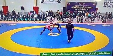 مسابقات کشتی آزاد و فرنگی نونهالان قهرمانی استعداد های برتر استان در بندرگز