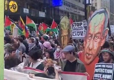 عمق نفرت جهانی از صهیونیست‌ها/ تظاهرات مردم آمریکا علیه حضور نتانیاهو