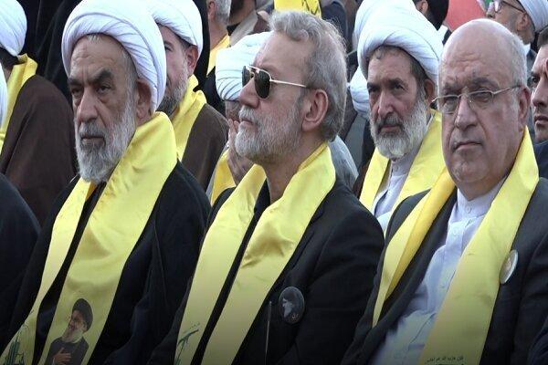 ببینید | حضور علی لاریجانی در مراسم سالگرد شهید سید حسن نصرالله در بیروت