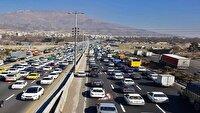 ترافیک سنگین در آزادراه تهران کرج در محدوده شهرک جهان نما
