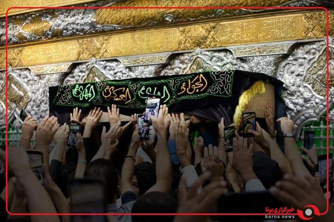 لحظاتی از تشییع همسر آیت‌الله سیستانی در حرم امام علی علیه السلام