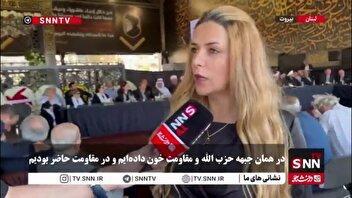 سماهر الخطیب: سید حسن نصرالله فرمانده کل امت بود/ تفکرات نصرالله را تا آزادی فلسطین ادامه خواهیم داد