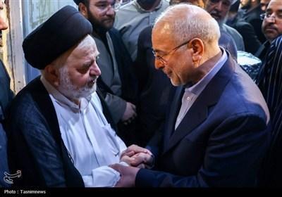 حضور رئیس مجلس در مراسم ترحیم همسر آیت‌الله سیستانی