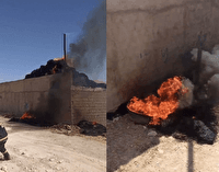 مهار آتش سوزی در انبار علوفه دامداران در بوکان