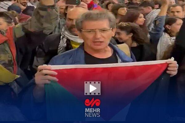 تظاهرات در برابر وزارت خارجه یونان در اعتراض به توقیف ناوگان صمود
