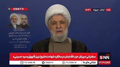 شیخ نعیم قاسم: شیخ نبیل قاووق در جنگ تحمیلی علیه ایران فعال بود + فیلم