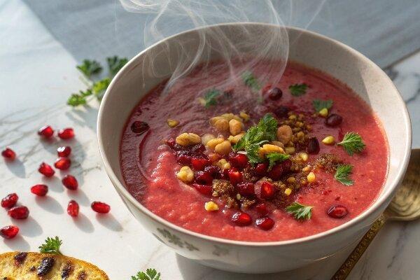 آموزش آشپزی / طرز تهیه سوپ انار خوشمزه و مجلسی