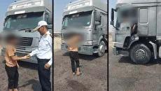 توقیف تانکر حمل گاز با راننده نوجوان 14 ساله در جاده میناب (فیلم)