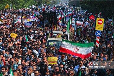 حضور باشکوه مردم سراسر کشور در راهپیمایی «بشارت نصر» / ملت ایران: کنار مردم غزه می‌مانیم