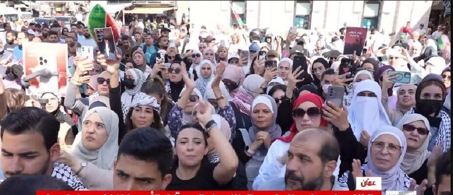 تظاهرات گسترده اردنی ها در حمایت از توافق آتش بس در غزه
