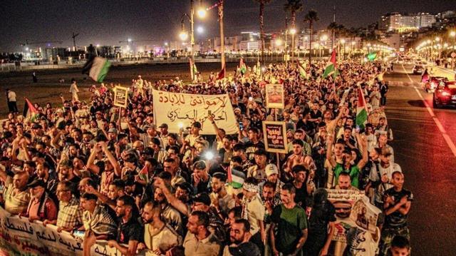 تظاهرات حامیان فلطسین در ۵۸ شهر مغرب / غزه پیروز شد