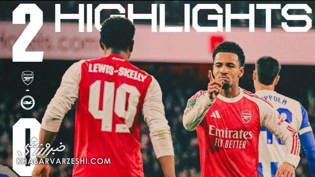 ویدیو| خلاصه بازی آرسنال ۲ - برایتون ۰ با گزارش انگلیسی/ جام اتحادیه انگلیس