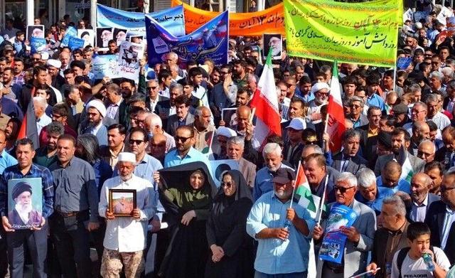 جلوه‌ای باشکوه از حضور گچسارانی‌ها در راهپیمایی ۱۳ آبان