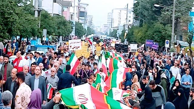 فیلم | حضور پرشور شهروندان غرب اصفهان در راهپیمایی ۱۳ آبان