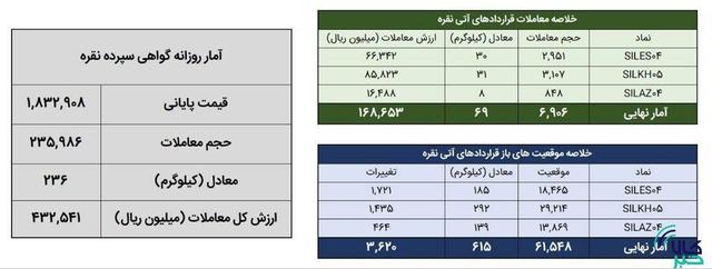 معامله ۳۰۵ کیلوگرم شمش نقره در بورس کالا
