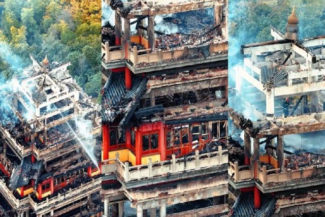 ببینید | معبد ۱۵۰۰ ساله چین در آتش سوخت