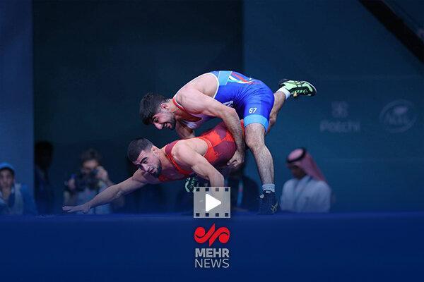 لحظه کسب مدال طلای سعید اسماعیلی در بازیهای کشورهای اسلامی