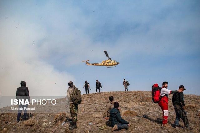 گسترش عملیات زمینی و هوایی اطفای حریق در جنگلهای چالوس