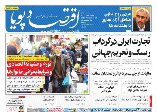 صفحه اول روزنامه های اقتصادی ۱ آذر ۱۴۰۴