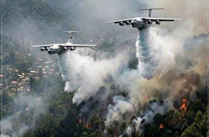 ببینید/ هواپیماهای ترکیه عملیات لکه‌گیری در جنگل‌های الیت را آغاز کردند