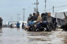 سیلاب در غزه چادر آوارگان را غرق کرد (فیلم)