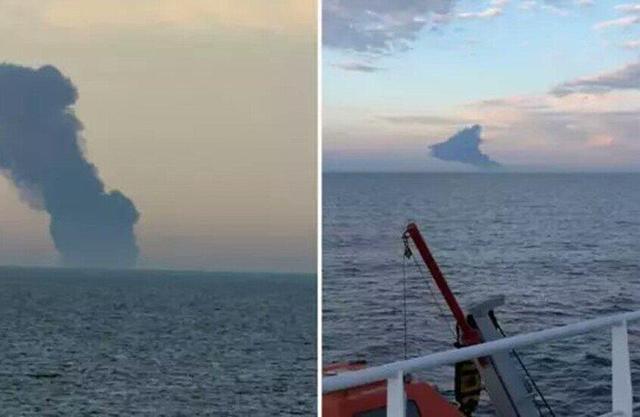 وقوع انفجار در یک نفت‌کش در دریای سیاه+ فیلم