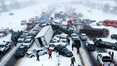 کولاک شدید در آمریکا؛ تصادف زنجیرهای ۴۵ خودرو در ایندیانا (فیلم)