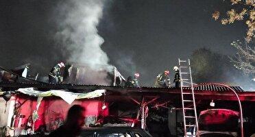 مهار آتش سوزی یک کارگاه مکانیکی در پل عراق رشت، بامداد امروز