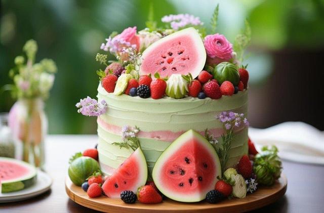 کیک هندوانه ای در قابلمه + آسانترین روش تهیه | قشنگ ترین کیک شب یلدا را بدون فر درست کنید