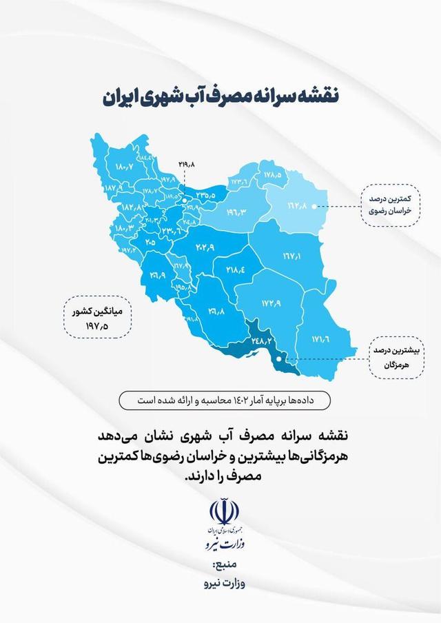 نقشه مصرف آب در ایران: ایرانیها چقدر آب مصرف میکنند؟!