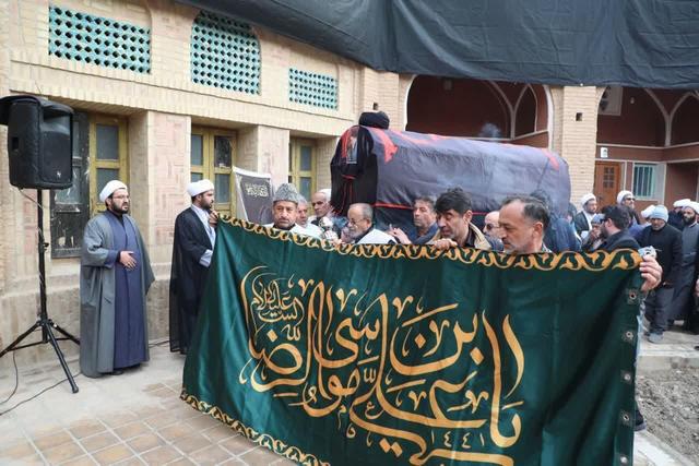 آیین وداع طلاب و روحانیون شهرستان دامغان با پیکر مرحوم آیتالله شاهچراغی