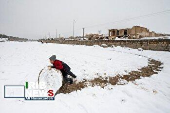 بارش شدید برف در تفت یزد