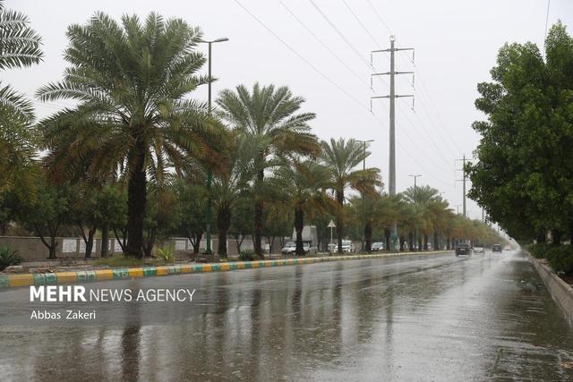 بارش شدید باران و آبگرفتگی خیابان و معابر میناب
