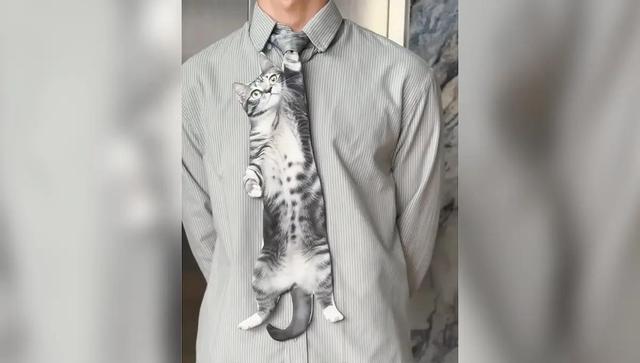 ترند جدید دنیای مد؛ کراوات‌ گربه‌ای! (فیلم)