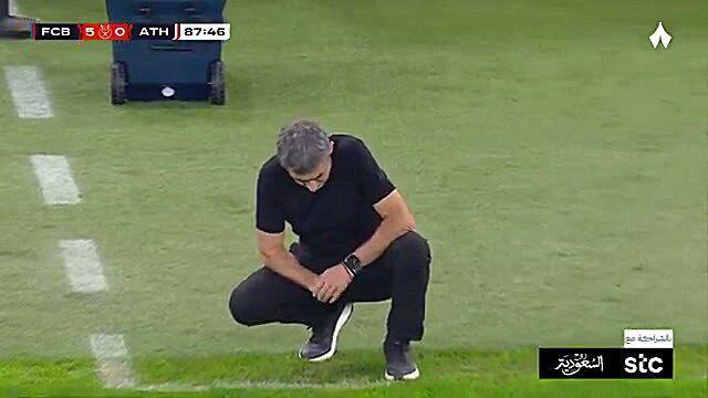 ویدیو| چهره سرمربی سابق بارسلونا وقتی مقابل بارسلونا ۵ تایی می‌شود!