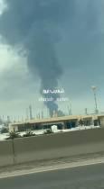 آتش‌سوزی در پالایشگاه بندر الاحمدی کویت بعد از حمله پهپادی