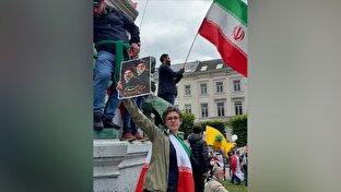 راهپیمایی حمایت از ایران در پایتخت اروپایی + فیلم