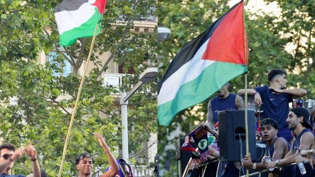 حمله رسانه‌های رژیم صهیونیستی به ستاره بارسلونا پس از برافراشتن پرچم فلسطین