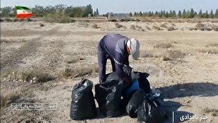 جمع آوری زباله‌ها از طبیعت روستا + فیلم