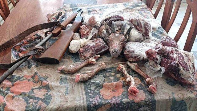 کشف لاشه ۲ راس کل و بز وحشی و دستگیری ۴ شکارچی متخلف در بدر و پریشان