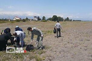 پاکسازی بخشی از ساحل شهرستان رضوانشهر با مشارکت مردم و مسئولان