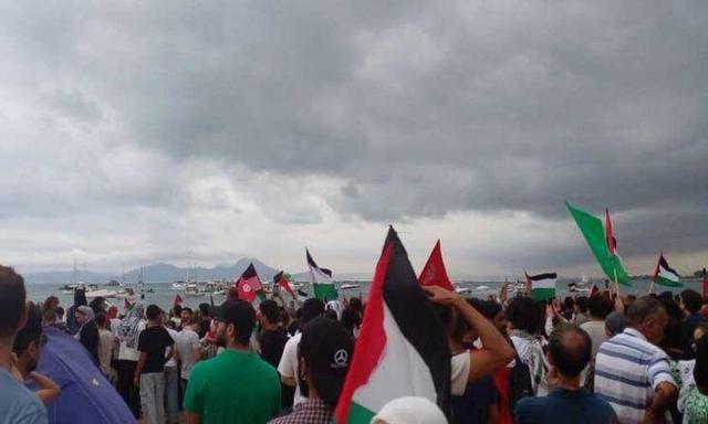 تجمع اعتراضی در تونس برای آزادی چهار فعال «ناوگان الصمود»