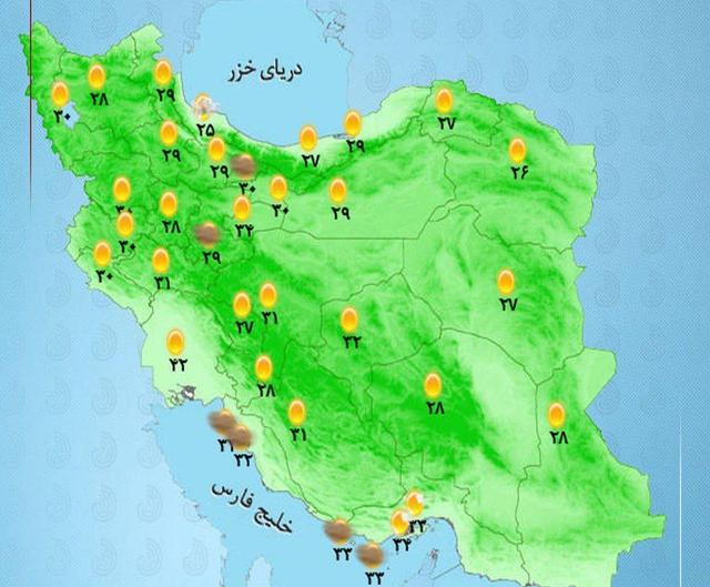 وضعیت آب و هوا امروز سه شنبه 16 تیر+ وضعیت استان ها