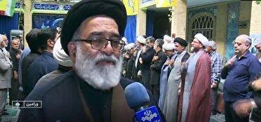 سوگواران ولایت در حوزه علمیه ورامین؛ رونمایی از دست‌نوشته رهبر شهید خطاب به طلاب